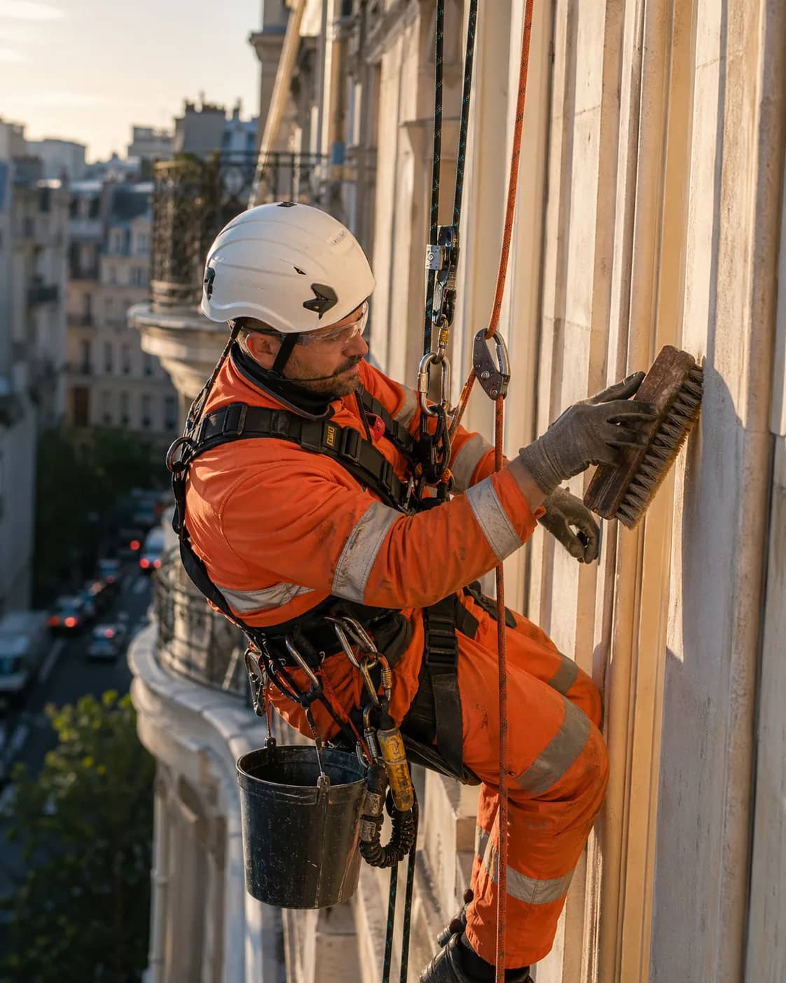 Intervention de cordiste pour nettoyage de façade